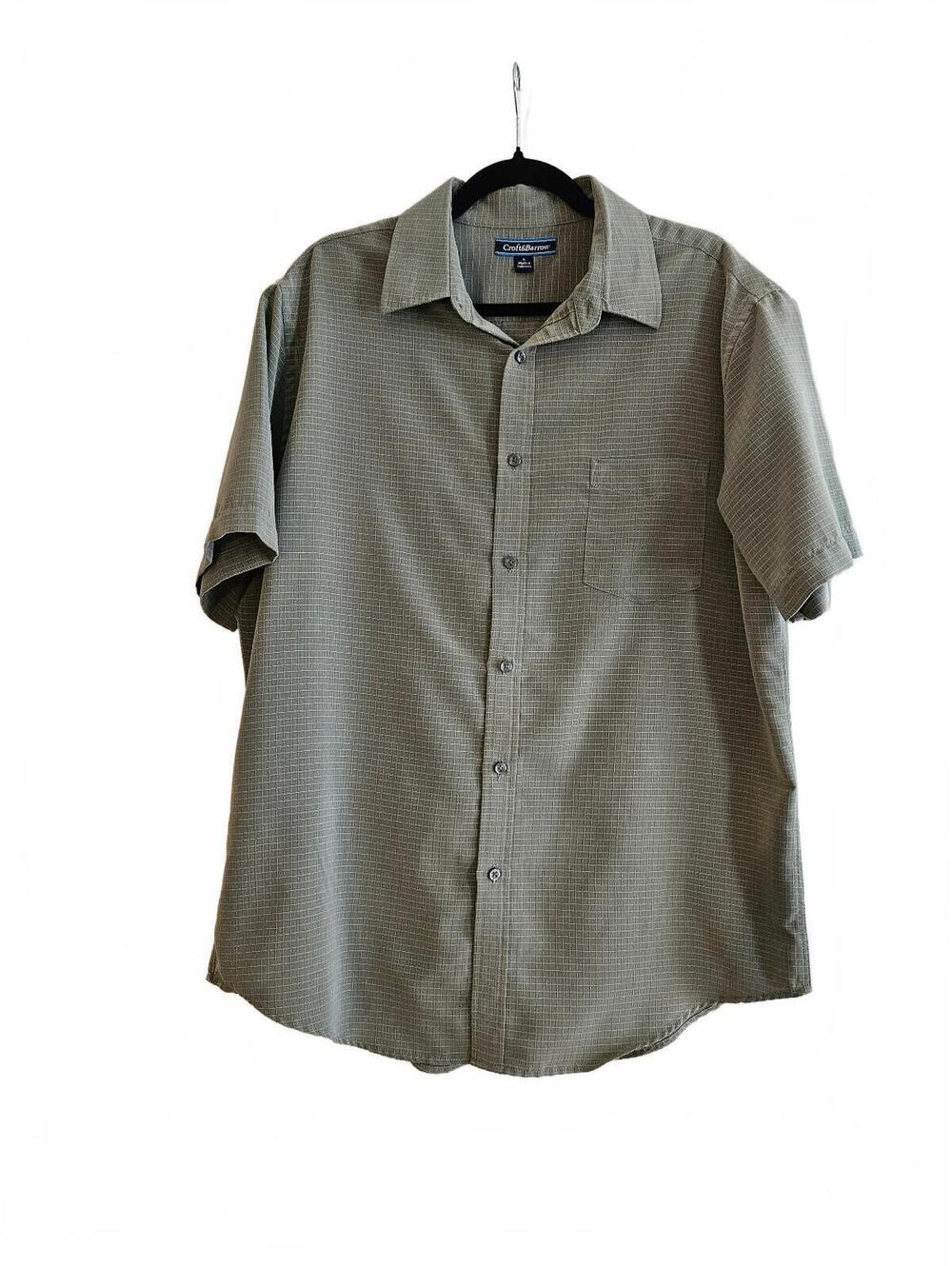 Croft & Barrow Men's Olive Green Short Sleeve Button-Up Shirt-LG-Casual Staple